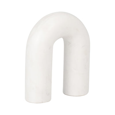 MARBLE, 6 ROUNDED HORSESHOE TABLE TOP DECO, WHITE