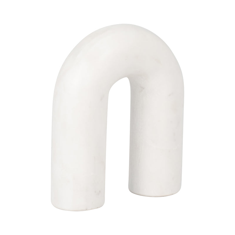 MARBLE, 6 ROUNDED HORSESHOE TABLE TOP DECO, WHITE