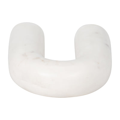 MARBLE, 6 ROUNDED HORSESHOE TABLE TOP DECO, WHITE