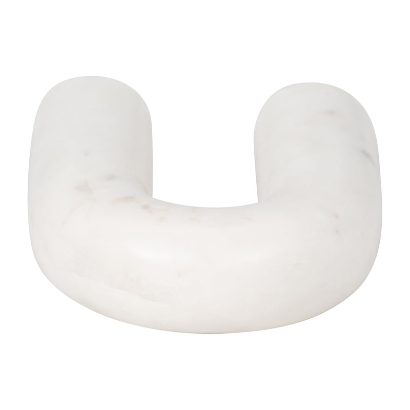 MARBLE, 6 ROUNDED HORSESHOE TABLE TOP DECO, WHITE