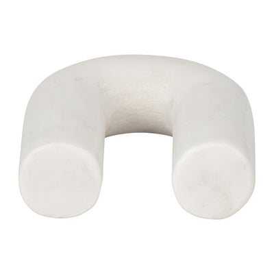 MARBLE, 6 ROUNDED HORSESHOE TABLE TOP DECO, WHITE