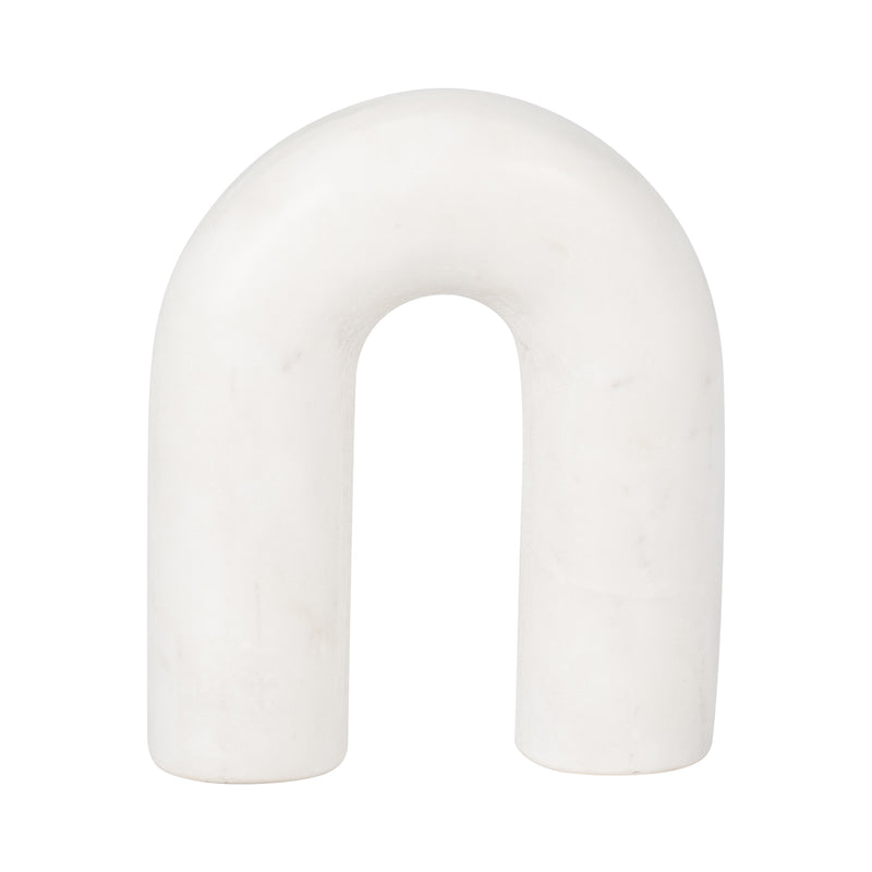 MARBLE, 6 ROUNDED HORSESHOE TABLE TOP DECO, WHITE