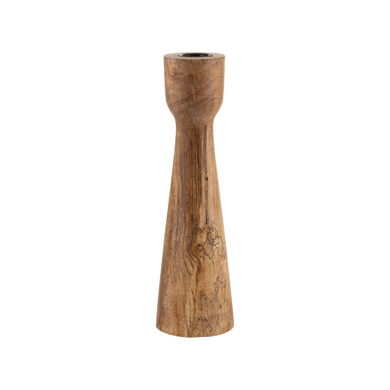 WOOD, 10"H CANDLE HOLDER, BROWN