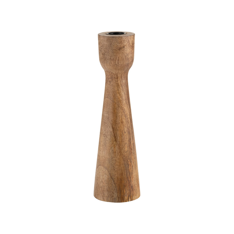 WOOD, 10"H CANDLE HOLDER, BROWN