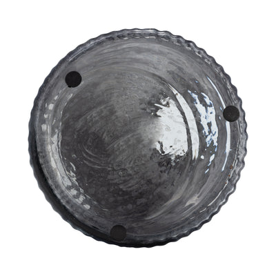 16, GROOVED GLASS VASE, BLUE