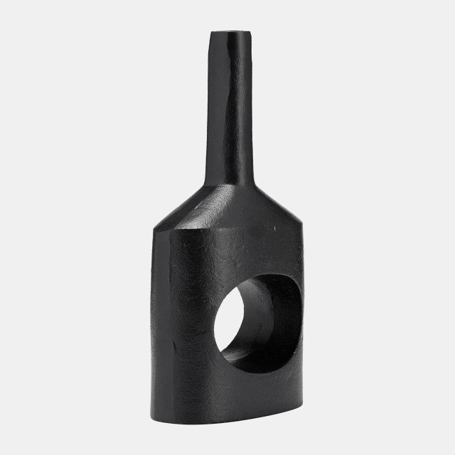 Metal,12"H, Small Modern Open Cut Out Vase,Black