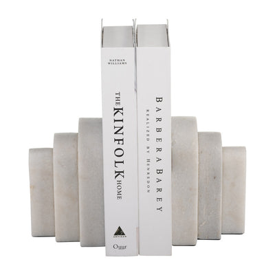 MARBLE,6"H, LAYERED ARCHES BOOKENDS,WHITE