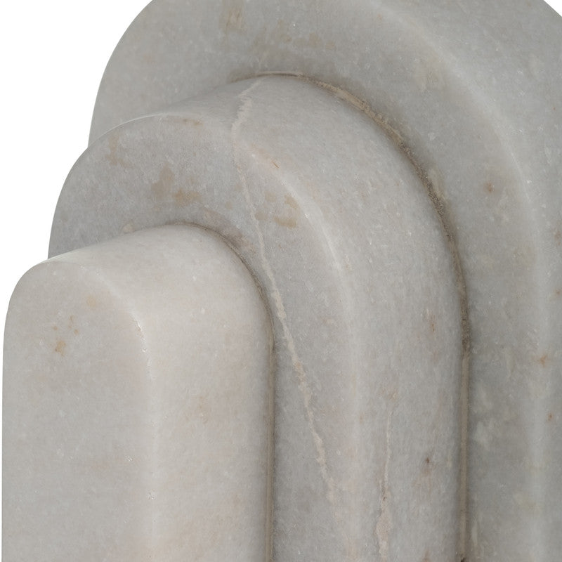 MARBLE, S/2 6", LAYERED ARCHES BOOKENDS,WHITE