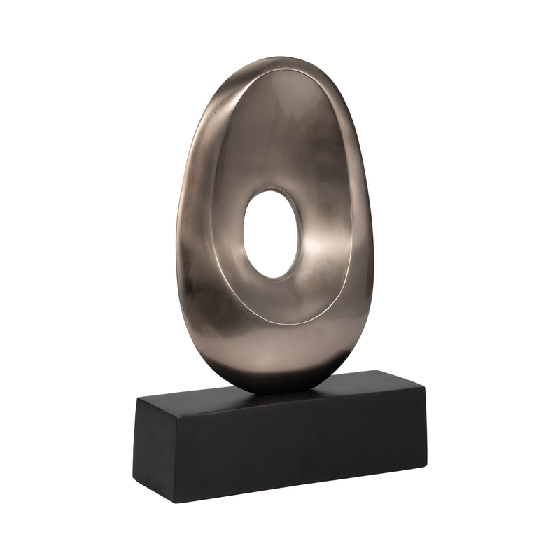 18, METAL OVAL SCULPTURE,SLVR/BLK