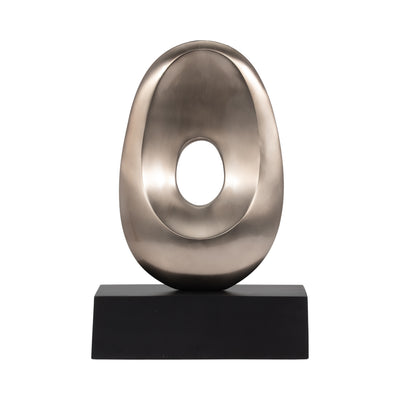 18, METAL OVAL SCULPTURE,SLVR/BLK