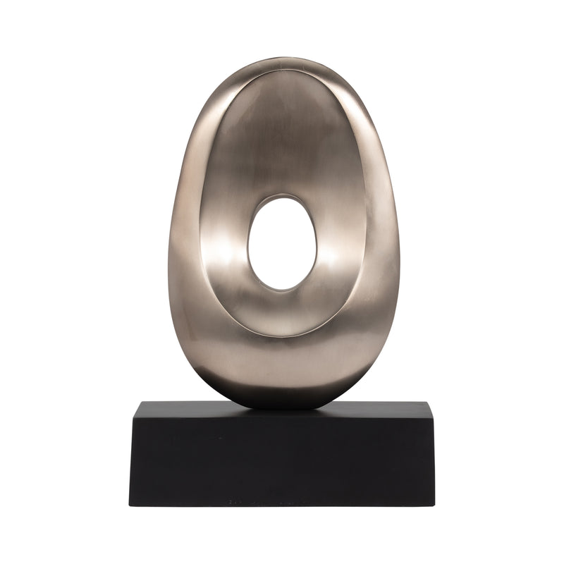 18, METAL OVAL SCULPTURE,SLVR/BLK