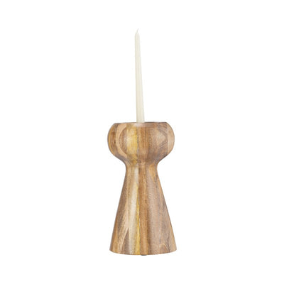 WOOD, 13"H CANDLE HOLDER, BROWN