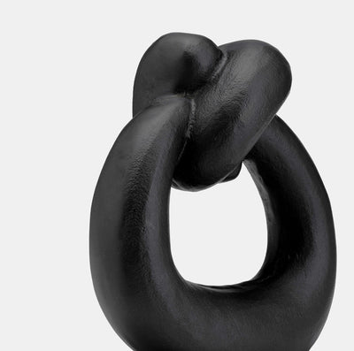 METAL,11H,BROAD KNOT RING SCULPTURE,BLACK