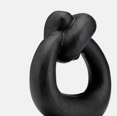 METAL,11H,BROAD KNOT RING SCULPTURE,BLACK