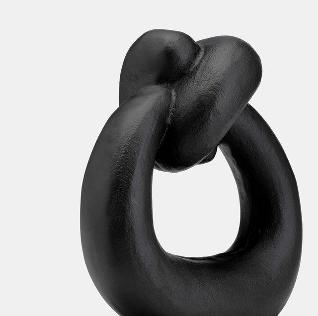 METAL,11H,BROAD KNOT RING SCULPTURE,BLACK