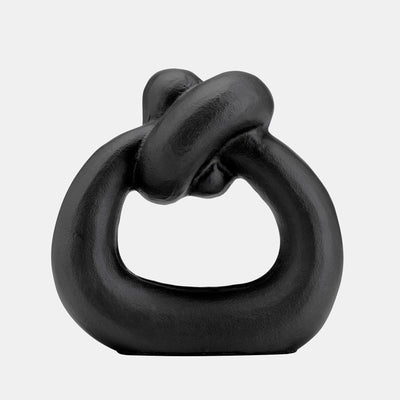 METAL,11H,BROAD KNOT RING SCULPTURE,BLACK