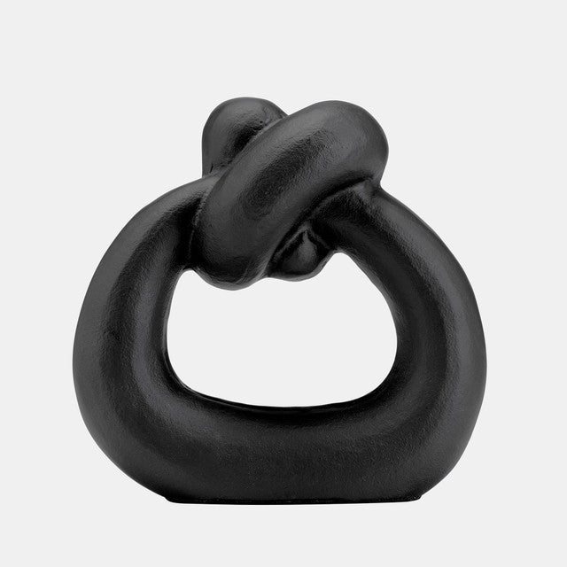 METAL,11H,BROAD KNOT RING SCULPTURE,BLACK