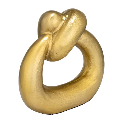 METAL,11"H,BROAD KNOT RING SCULPTURE,GOLD