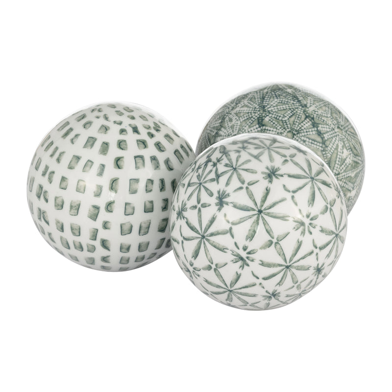 CER, BOXED 4" 3/A PAINTED ORBS, GREEN