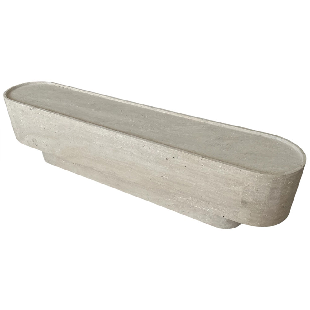 Sculptural Travertine Marble TV Console