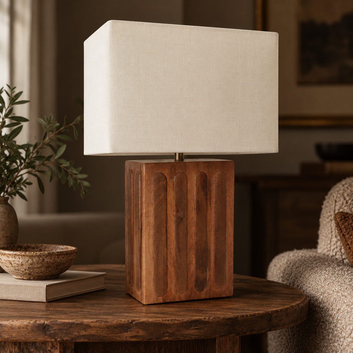 Weston Natural Wood Table Lamp - 36cm