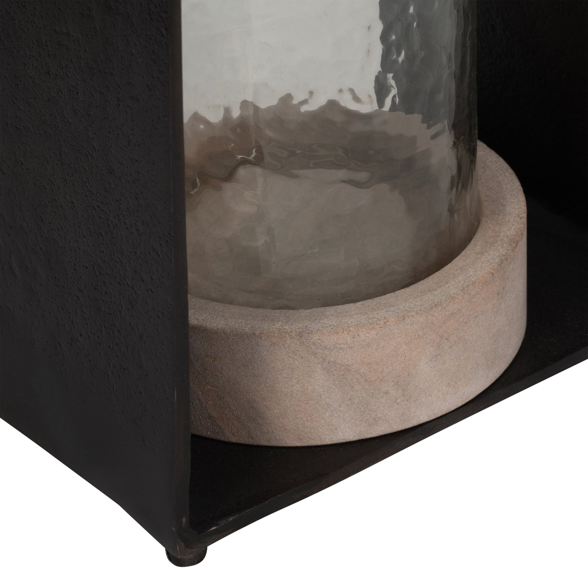 17"MAVERICK SMALL METAL & SANDSTONE HURRICANE, BLA Candle Holders| Sagebrook Home