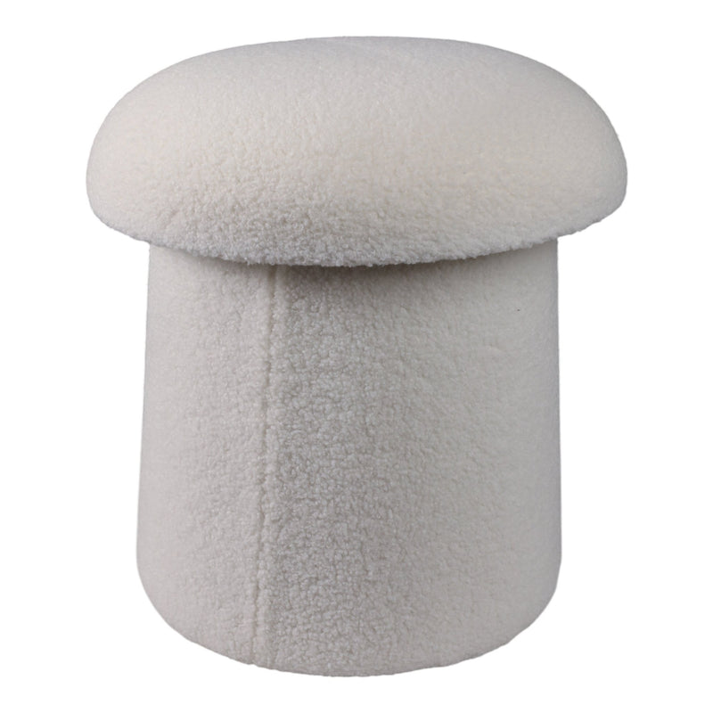 17x17" Mushroom Boucle Ottoman, Ivory - Al Rugaib Furniture