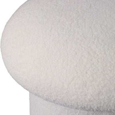 17x17" Mushroom Boucle Ottoman, Ivory - Al Rugaib Furniture