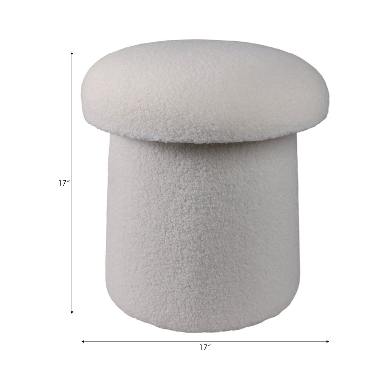 17x17" Mushroom Boucle Ottoman, Ivory - Al Rugaib Furniture