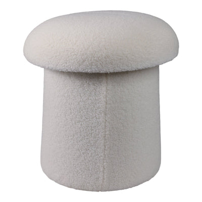 17x17" Mushroom Boucle Ottoman, Ivory - Al Rugaib Furniture