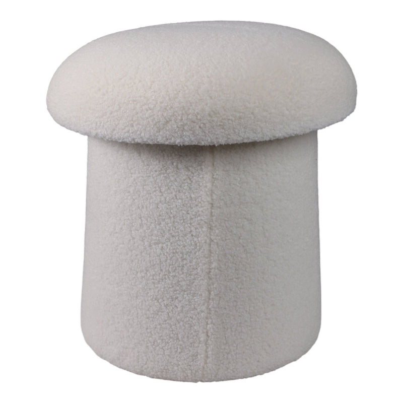17x17" Mushroom Boucle Ottoman, Ivory - Al Rugaib Furniture