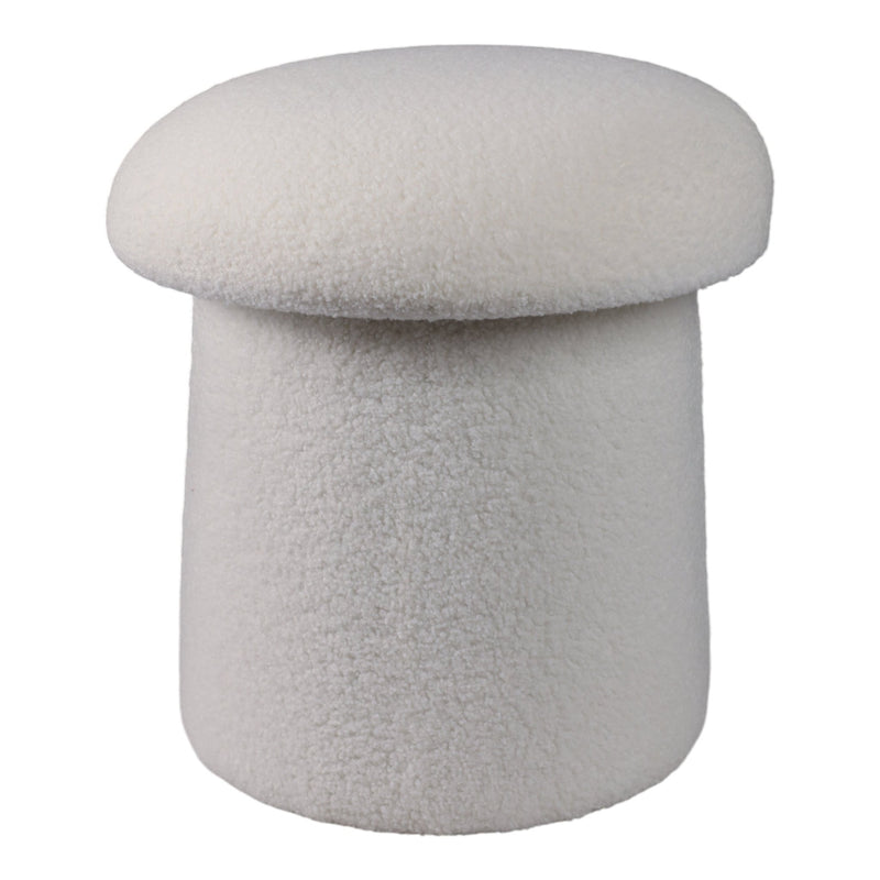 17x17" Mushroom Boucle Ottoman, Ivory - Al Rugaib Furniture