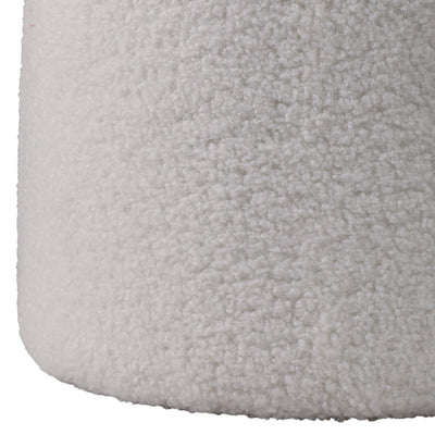 17x17" Mushroom Boucle Ottoman, Ivory - Al Rugaib Furniture