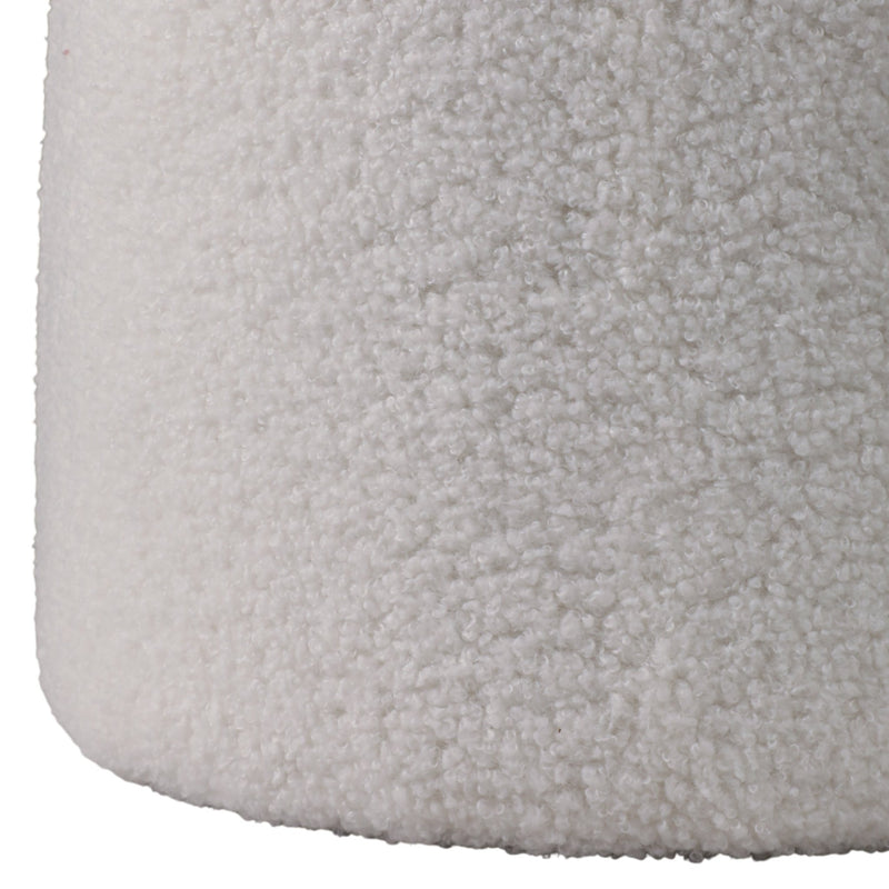 17x17" Mushroom Boucle Ottoman, Ivory - Al Rugaib Furniture