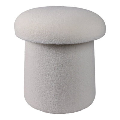 17x17" Mushroom Boucle Ottoman, Ivory - Al Rugaib Furniture