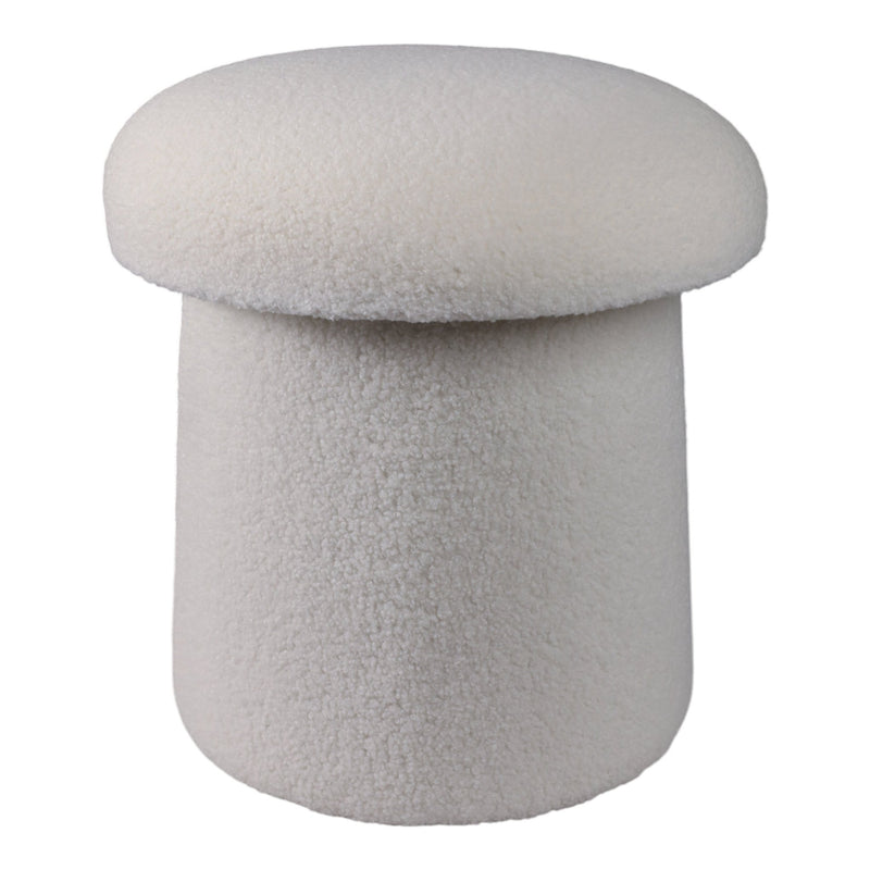 17x17" Mushroom Boucle Ottoman, Ivory - Al Rugaib Furniture