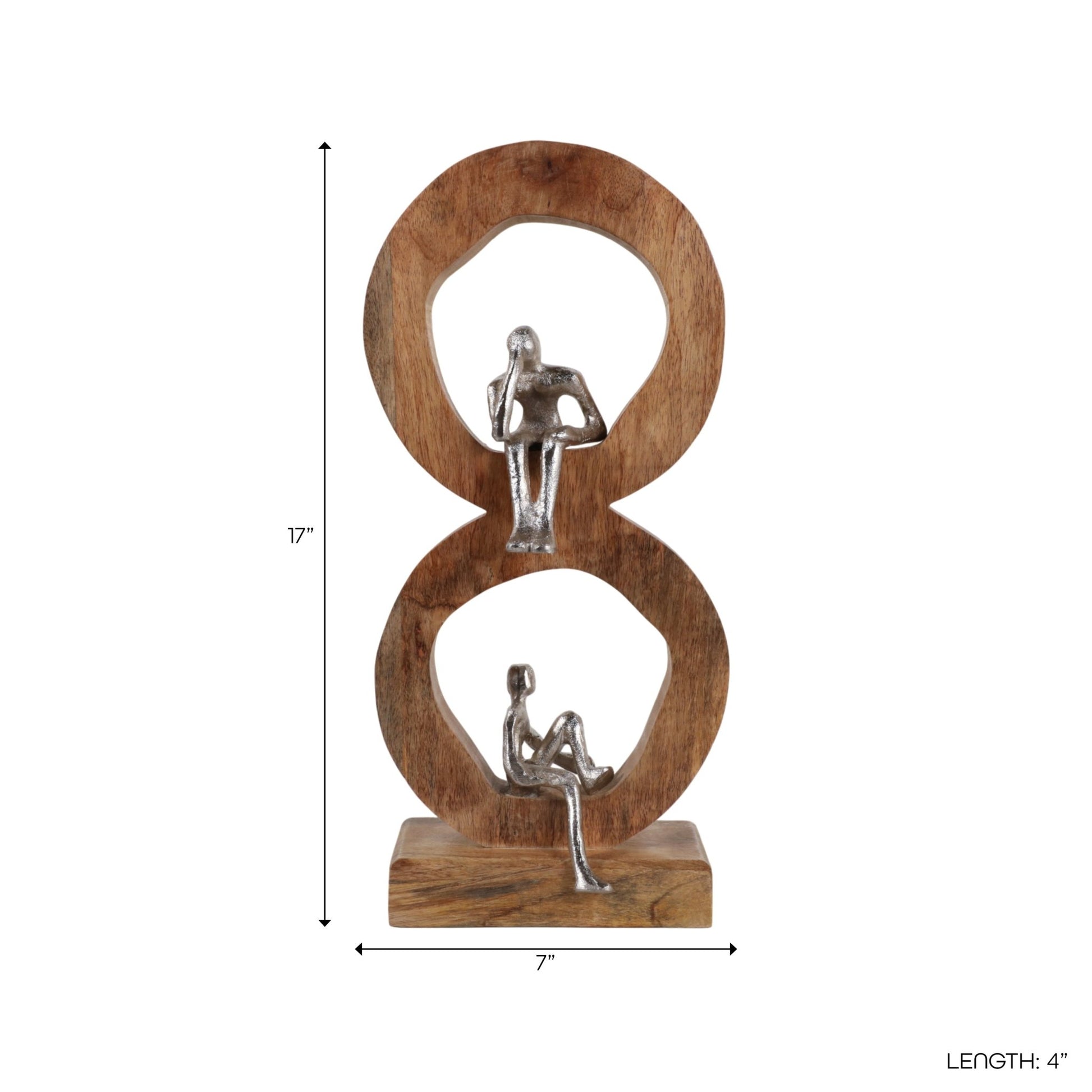 17x7" Figured In 2 Wood Rings, Natural/silver Table Decors| Sagebrook Home