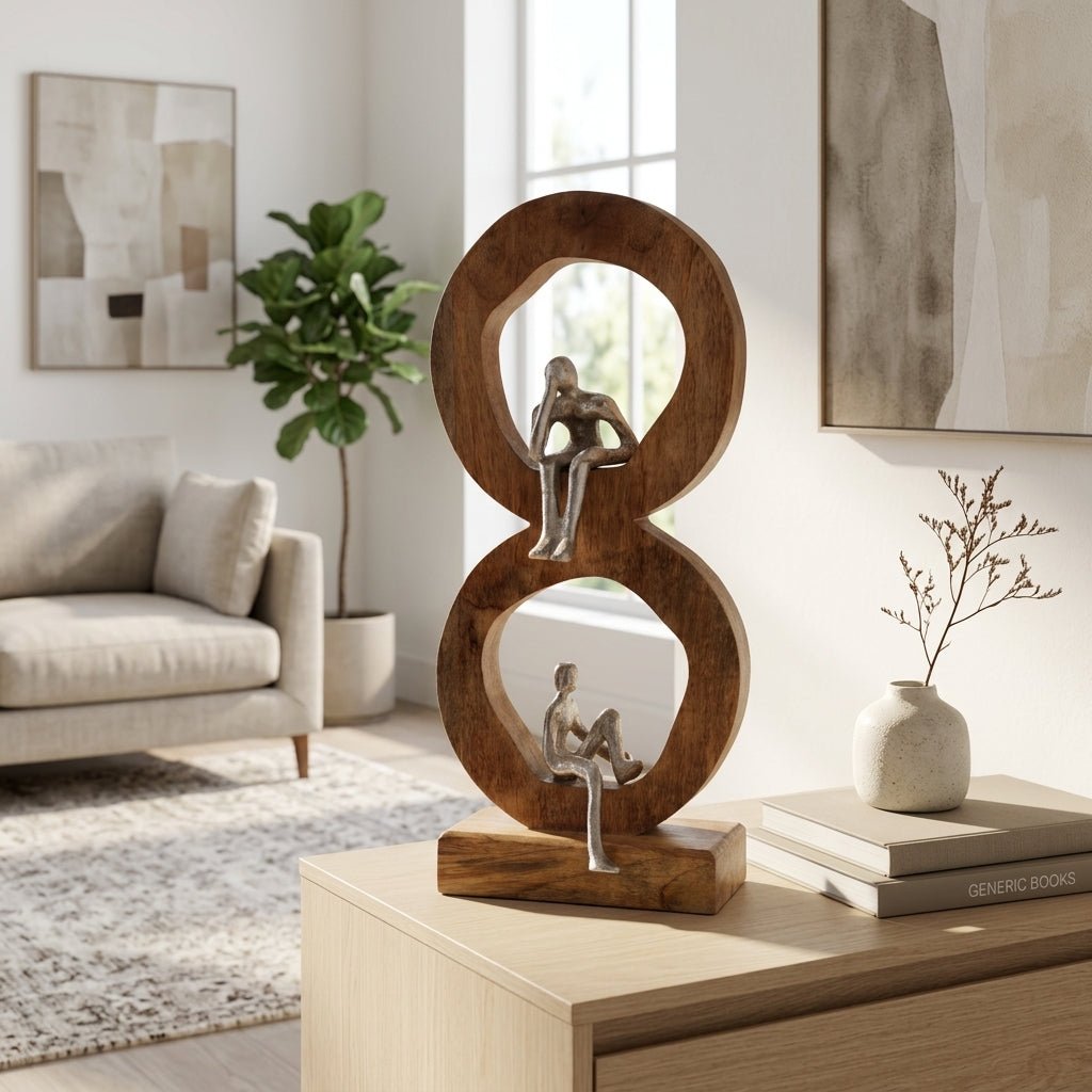 17x7" Figured In 2 Wood Rings, Natural/silver Table Decors| Sagebrook Home