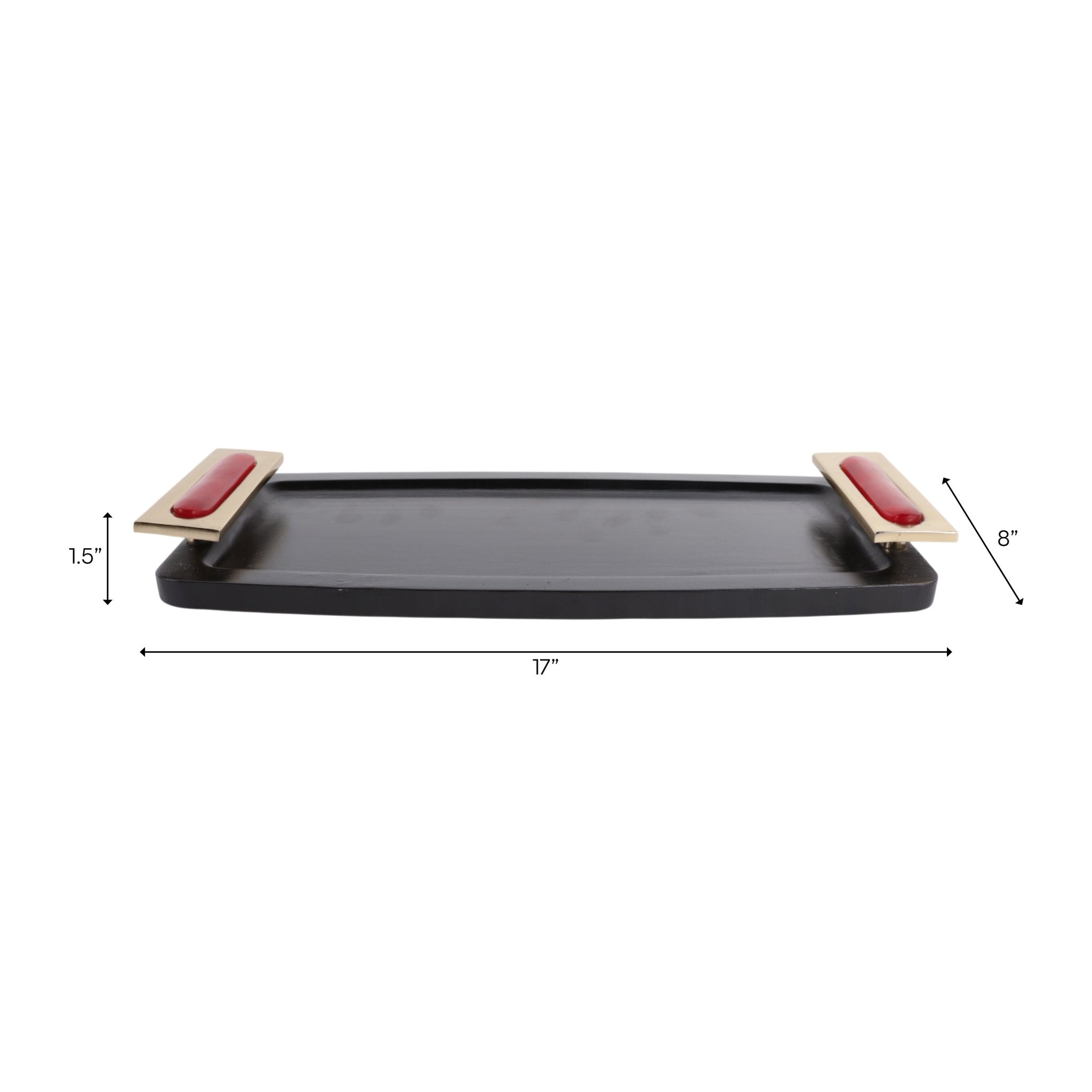 17x8" Chauncey Black And Red Tray Tray| Sagebrook Home