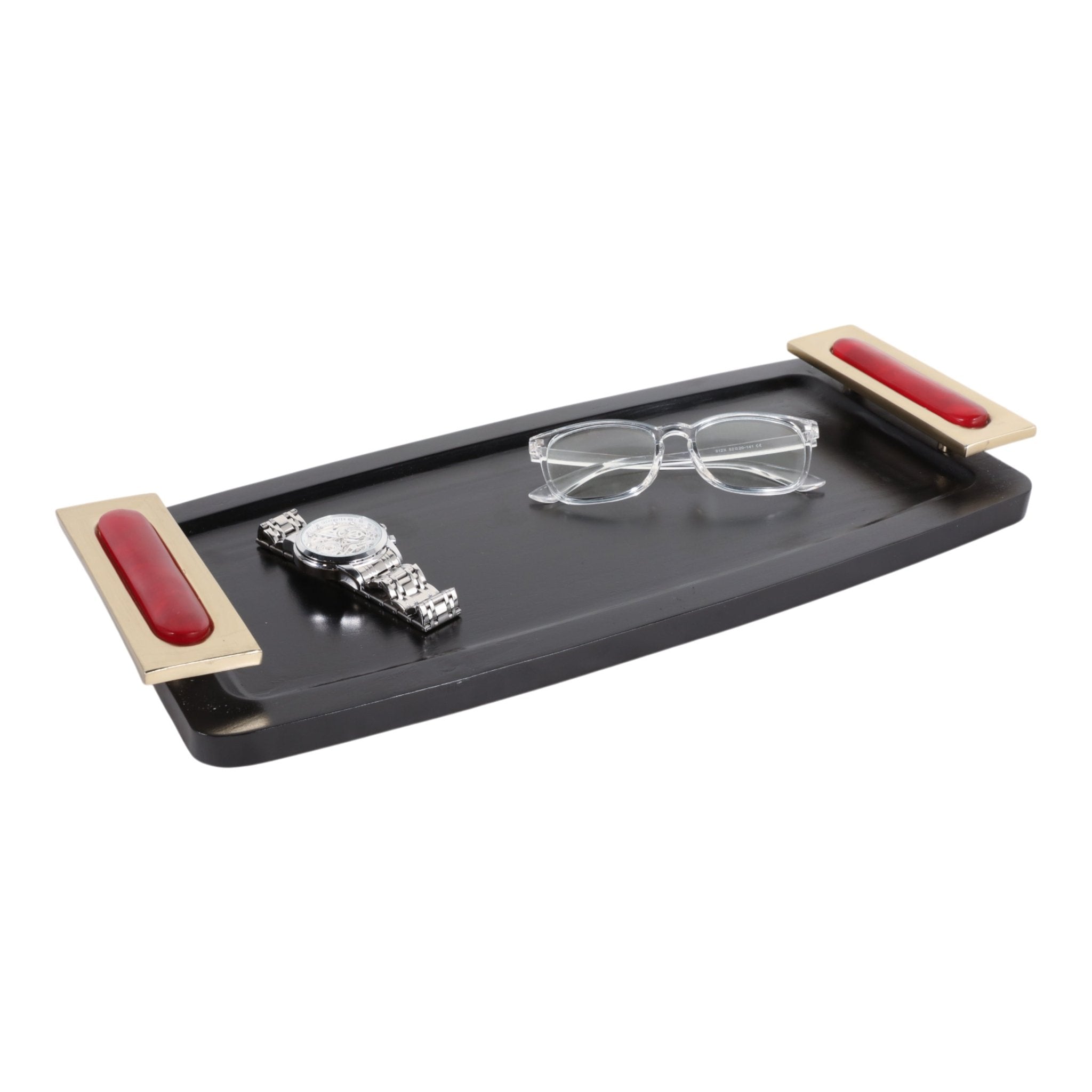 17x8" Chauncey Black And Red Tray Tray| Sagebrook Home