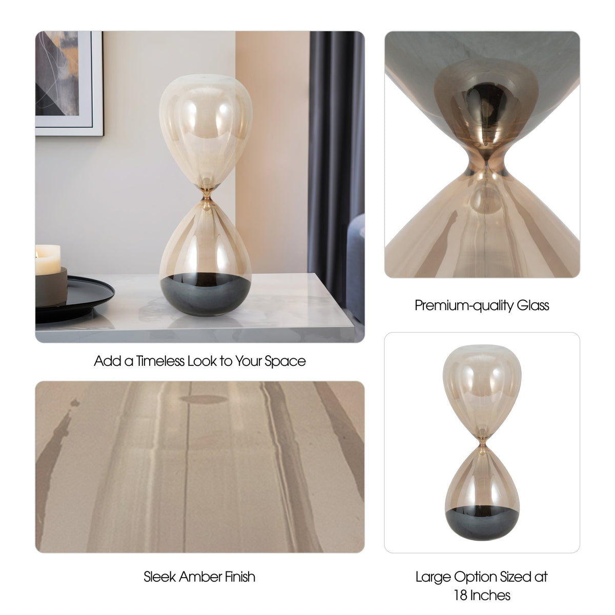 18" Ada Large Amber Hourglass Table Decors| Sagebrook Home