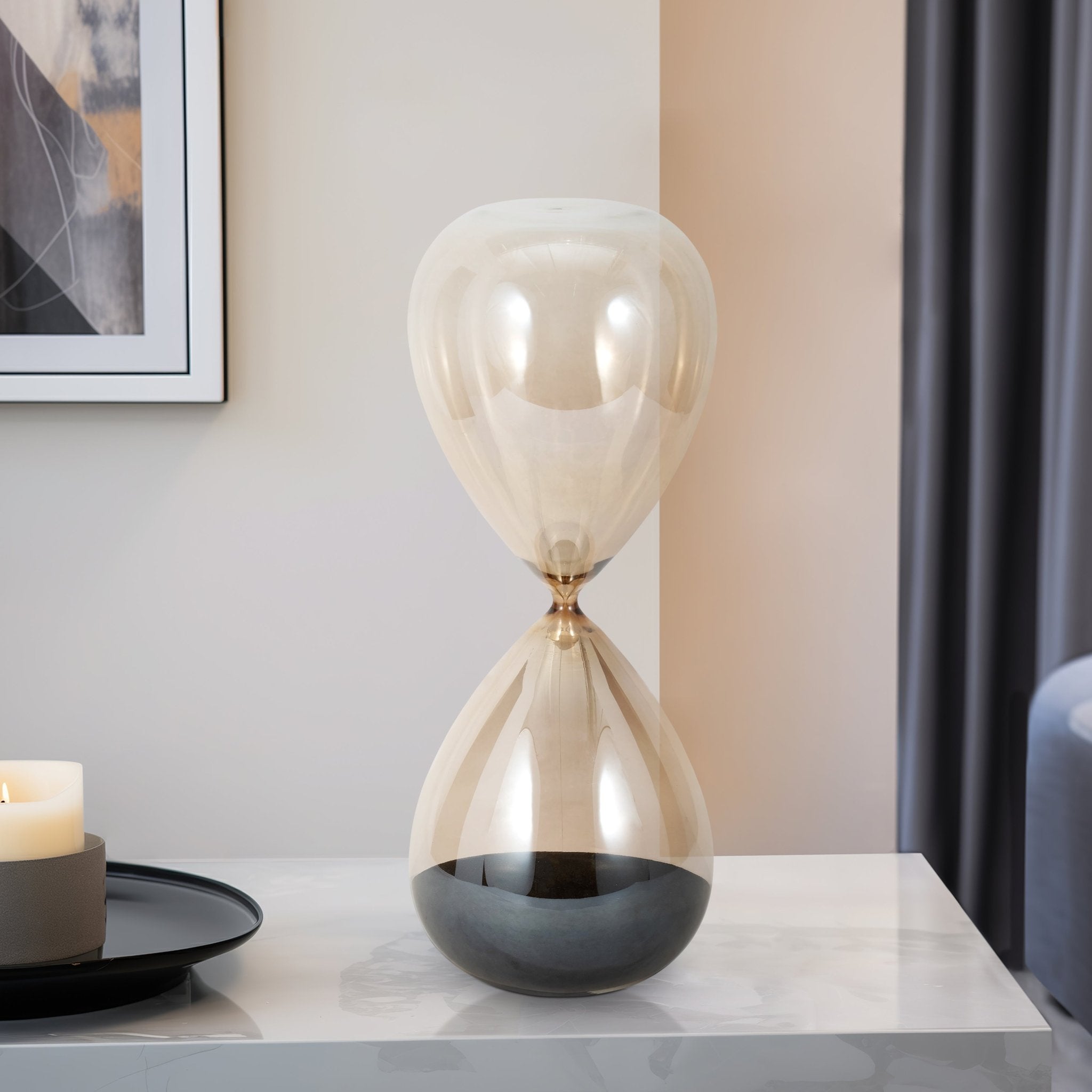 18" Ada Large Amber Hourglass Table Decors| Sagebrook Home