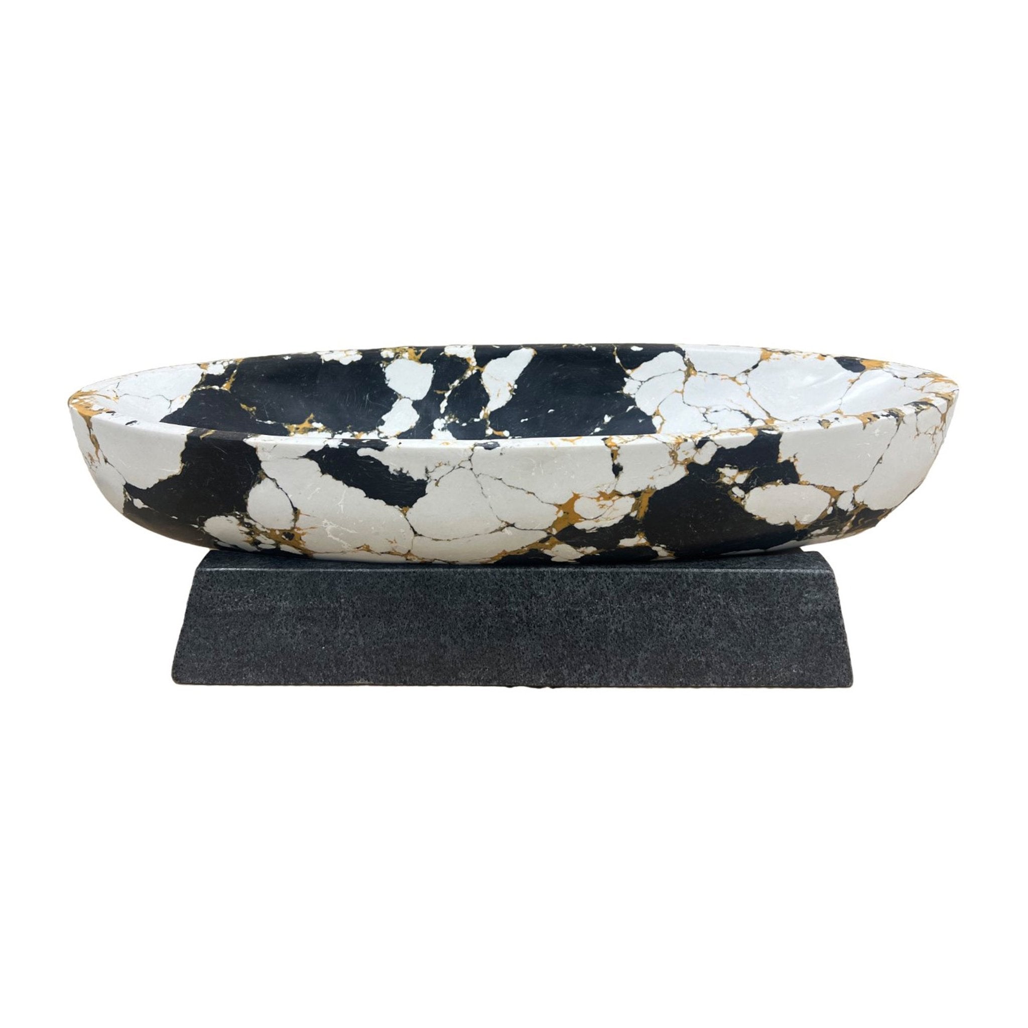18" Calhoun Bowl With Marble Base Table Decors| Sagebrook Home