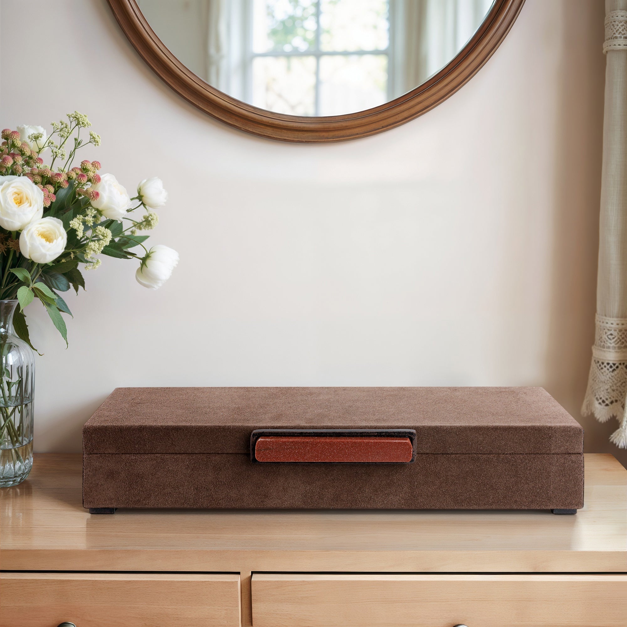 18" Delrio Suede And Goldstone Gemstone Hardware B Table Decors| Sagebrook Home