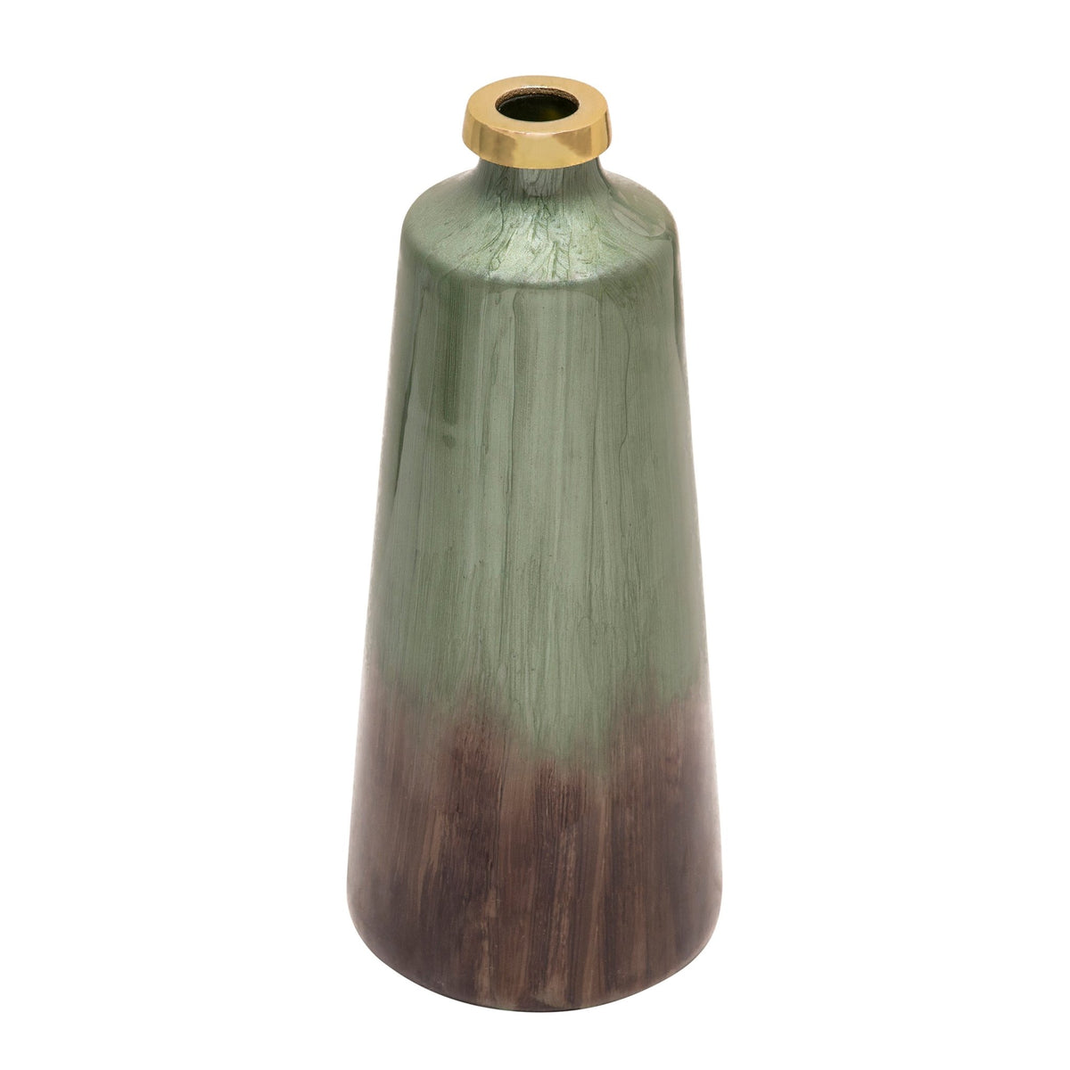 18" GLASS VASE W/ GOLD RING, CHESTNUT Vases and Jars| Sagebrook Home