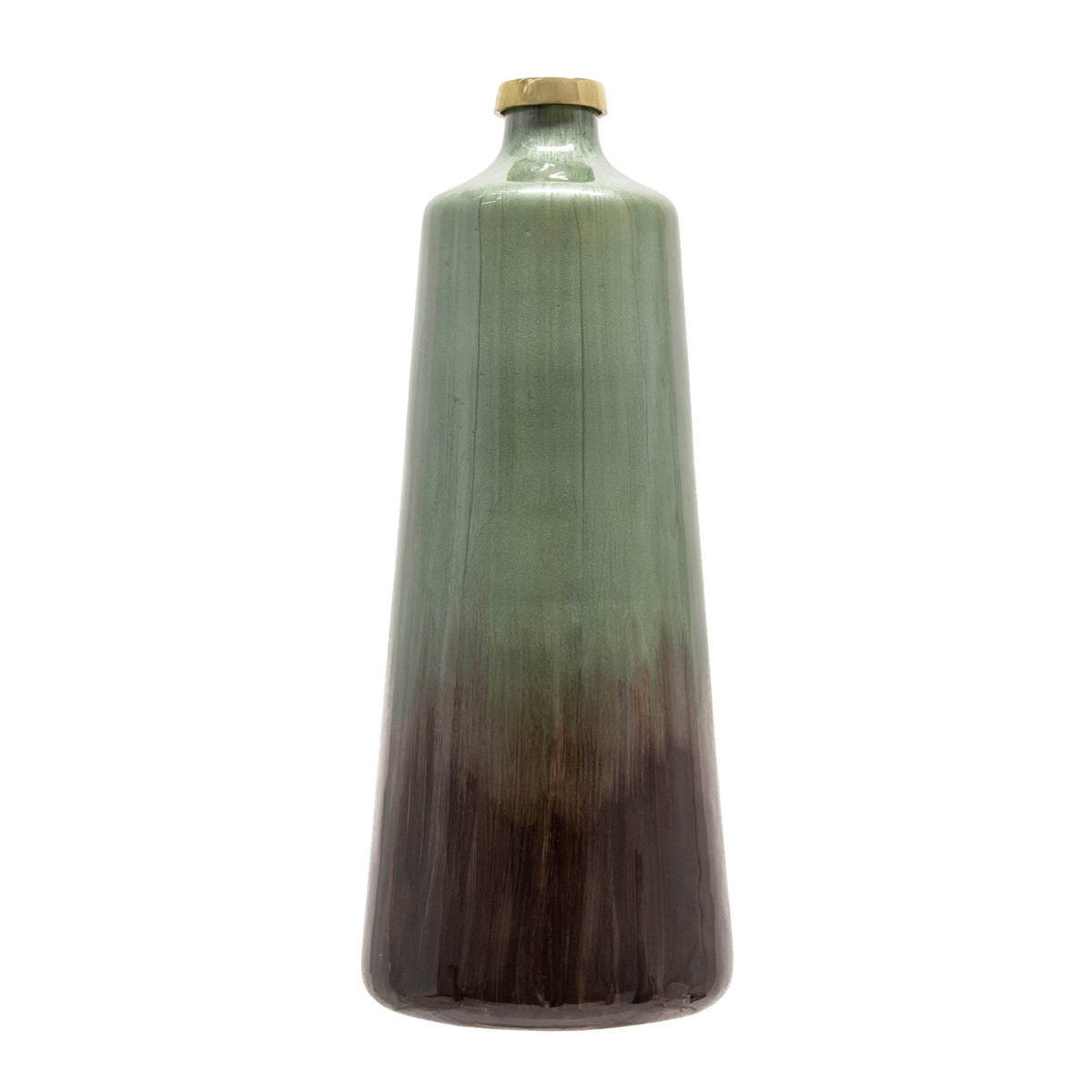 18" GLASS VASE W/ GOLD RING, CHESTNUT Vases and Jars| Sagebrook Home