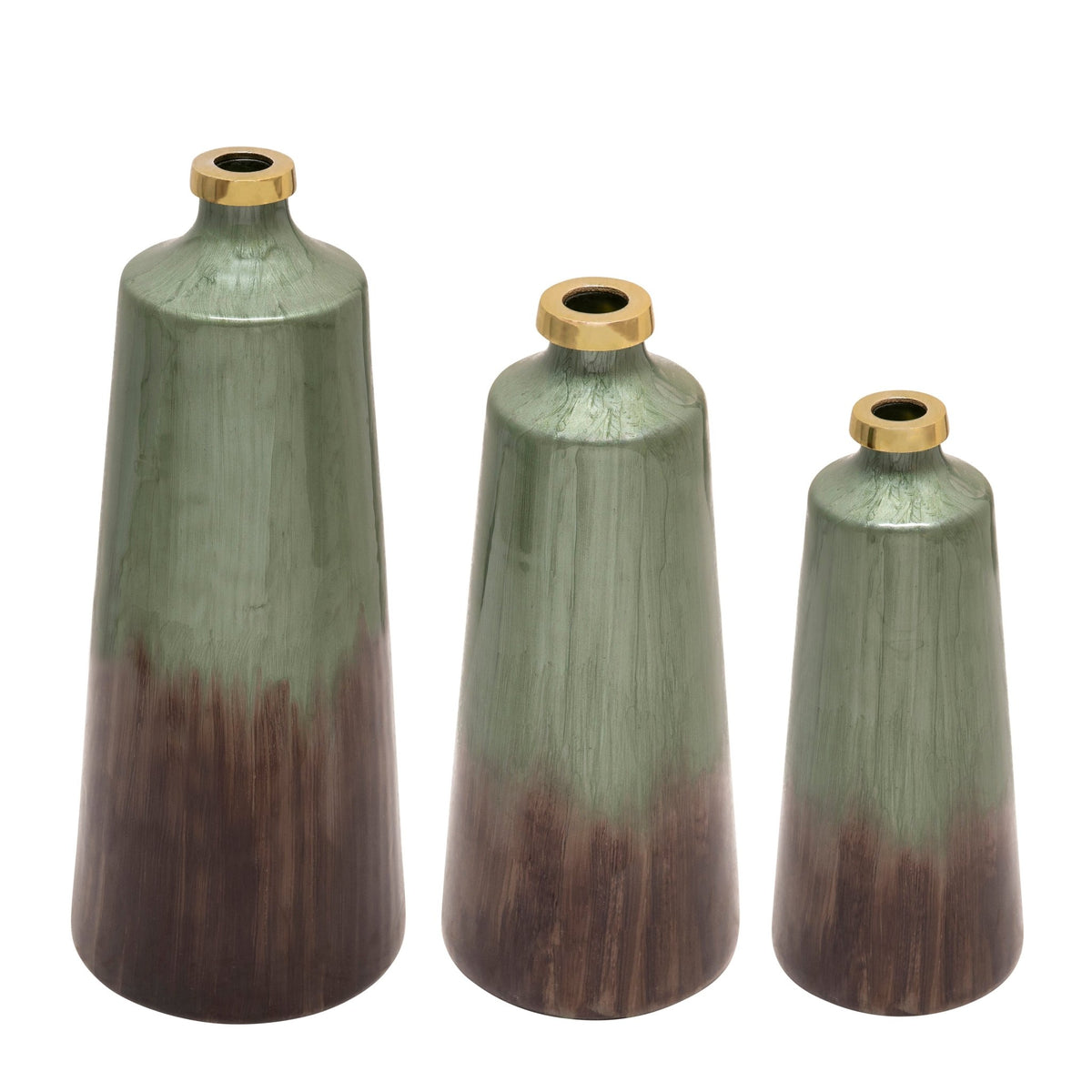 18" GLASS VASE W/ GOLD RING, CHESTNUT Vases and Jars| Sagebrook Home