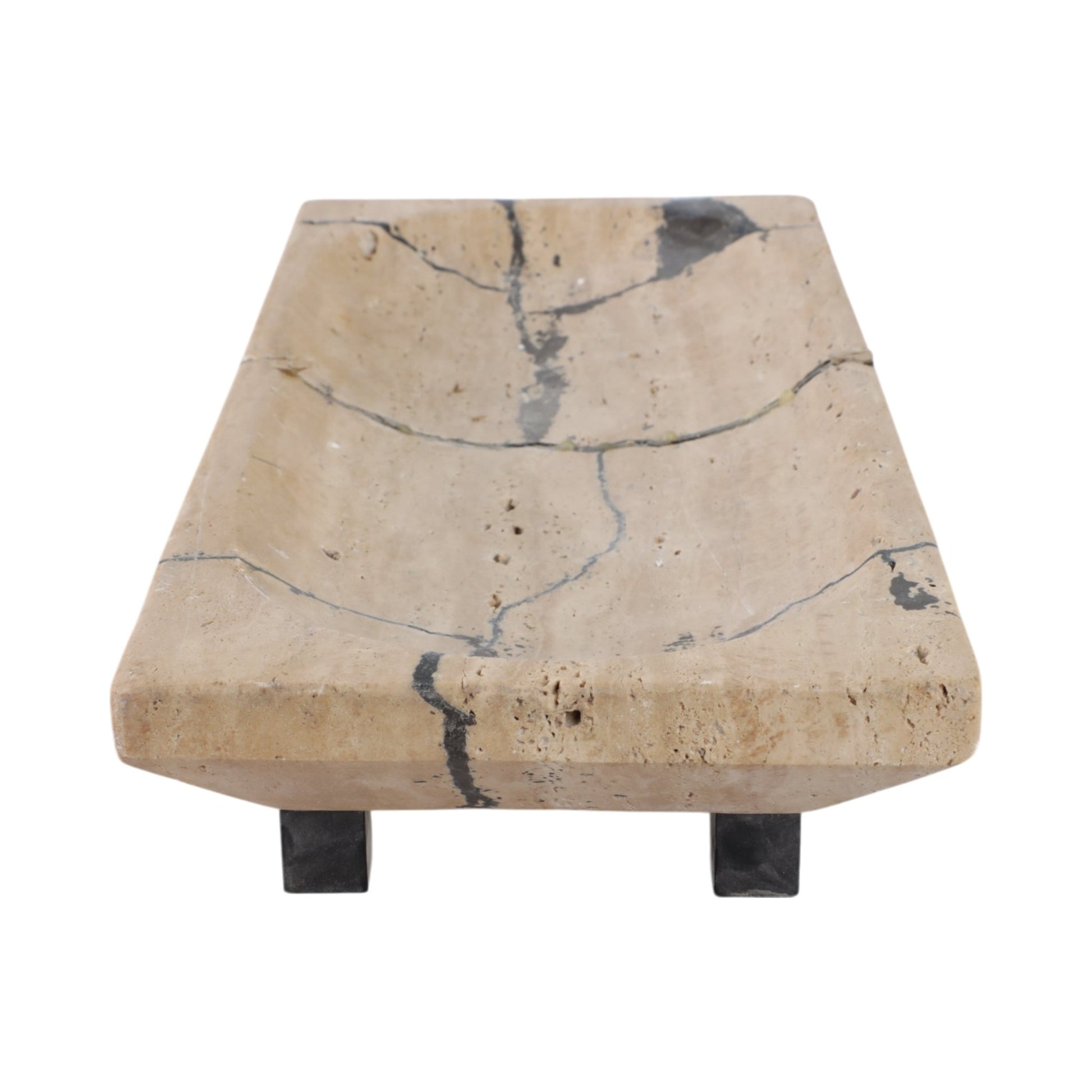18" Gorda Crackle Travertine Tray Table Decors| Sagebrook Home