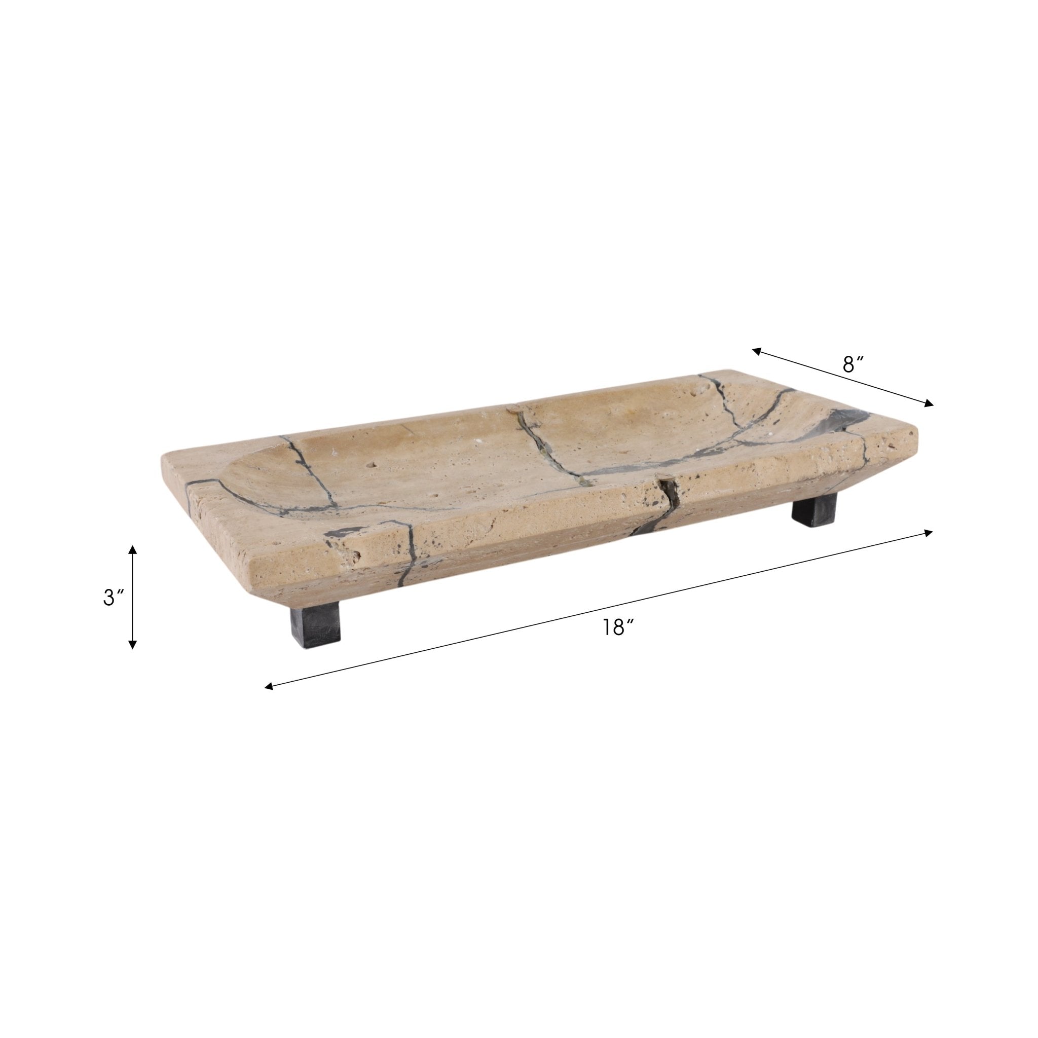 18" Gorda Crackle Travertine Tray Table Decors| Sagebrook Home