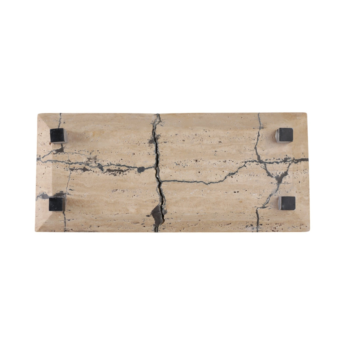 18" Gorda Crackle Travertine Tray Table Decors| Sagebrook Home
